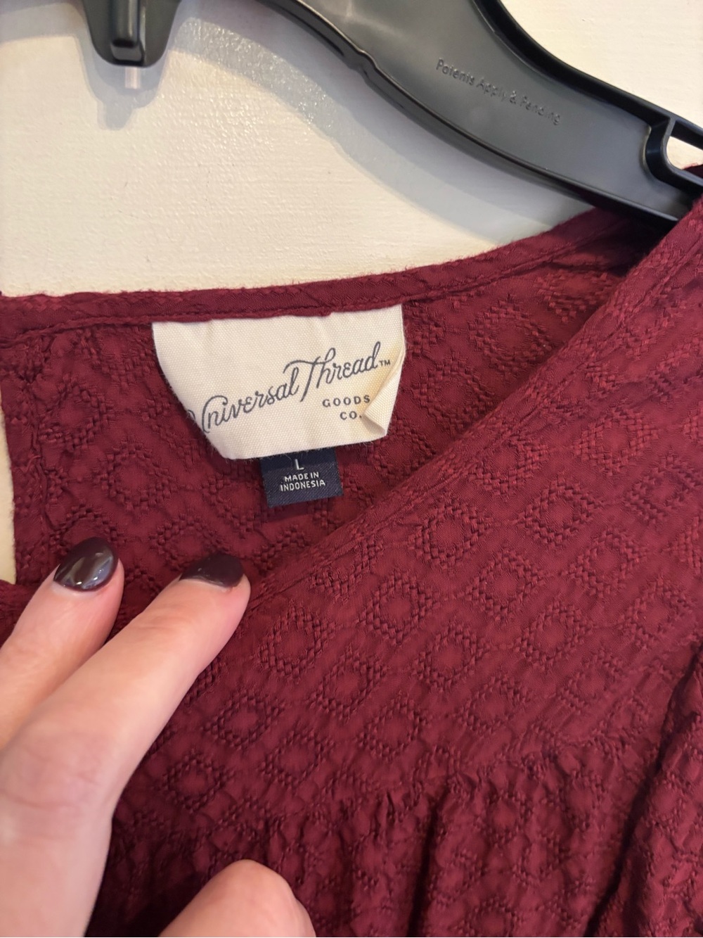 Universal Thread Burgundy Ruffle Trim Long Sleeve Blouse - Picture 4 of 5